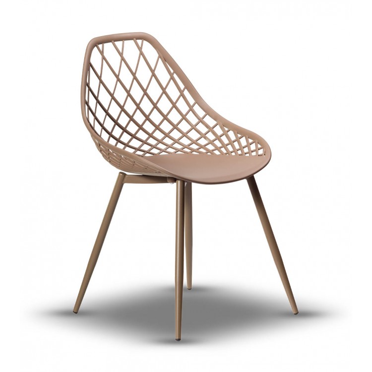 LUGO stoel fango (donker beige/bruin) - modern, opengewerkt, voor keuken / tuin / café LUGO stoel fango (donker beige/bruin) - modern, opengewerkt, voor keuken / tuin / café