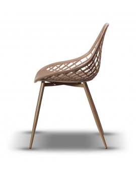 LUGO stoel fango (donker beige/bruin) - modern, opengewerkt, voor keuken / tuin / café