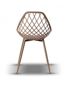 LUGO stoel fango (donker beige/bruin) - modern, opengewerkt, voor keuken / tuin / café