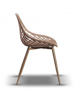 LUGO stoel fango (donker beige/bruin) - modern, opengewerkt, voor keuken / tuin / café