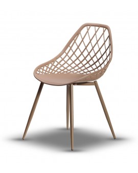 LUGO stoel fango (donker beige/bruin) - modern, opengewerkt, voor keuken / tuin / café