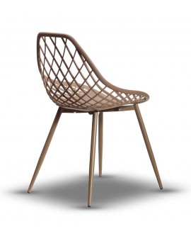 LUGO stoel fango (donker beige/bruin) - modern, opengewerkt, voor keuken / tuin / café
