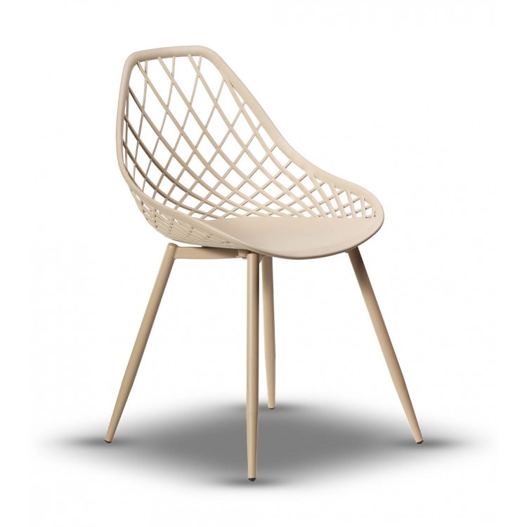 LUGO stoel beige - modern, opengewerkt, voor keuken / tuin / café LUGO stoel beige - modern, opengewerkt, voor keuken / tuin / café