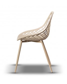 LUGO stoel beige - modern, opengewerkt, voor keuken / tuin / café