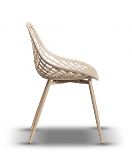 LUGO stoel beige - modern, opengewerkt, voor keuken / tuin / café