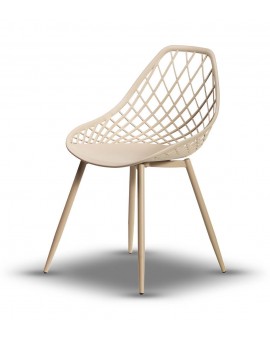 LUGO stoel beige - modern, opengewerkt, voor keuken / tuin / café