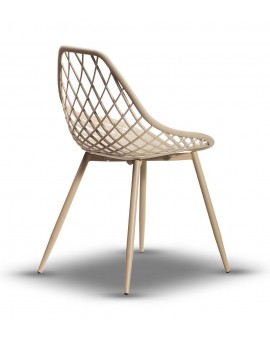 LUGO stoel beige - modern, opengewerkt, voor keuken / tuin / café