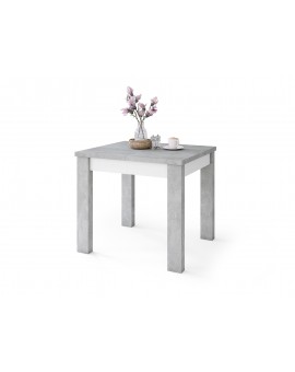 FONTE Licht beton Atelier / Wit Mat - KLASSIEKE KEUKEN- / WOONKAMERTAFEL 85x75 UITKLAPBAAR TOT 130 cm!
