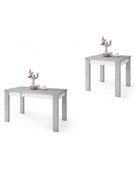 FONTE Licht beton Atelier / Wit Mat - KLASSIEKE KEUKEN- / WOONKAMERTAFEL 85x75 UITKLAPBAAR TOT 130 cm!