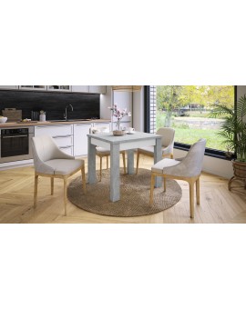 FONTE Svetlý Betón Ateliér / Biely Mat - KLASICKÝ STÔL DO KUCHYNE/OBÝVACEJ IZBY 85x75 ROZKLADANÝ DO 130   cm!