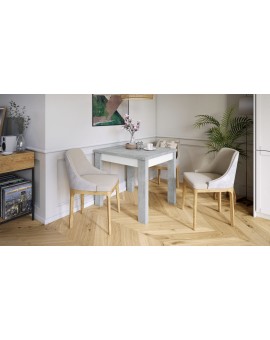 FONTE Licht beton Atelier / Wit Mat - KLASSIEKE KEUKEN- / WOONKAMERTAFEL 85x75 UITKLAPBAAR TOT 130 cm!
