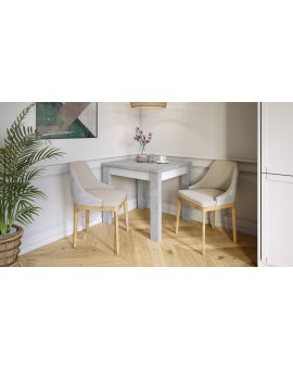 FONTE Svetlý Betón Ateliér / Biely Mat - KLASICKÝ STÔL DO KUCHYNE/OBÝVACEJ IZBY 85x75 ROZKLADANÝ DO 130   cm!