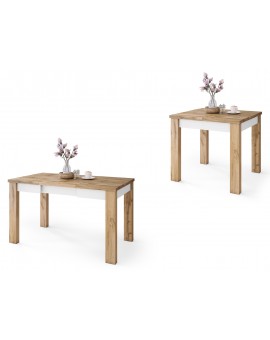 FONTE Wotan Eik / Wit Mat - KLASSIEKE KEUKEN- /WOONKAMERTAFEL TAFEL 85x75 UITKLAAPBAAR TOT 130 cm!