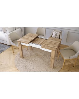 FONTE Wotan Eik / Wit Mat - KLASSIEKE KEUKEN- /WOONKAMERTAFEL TAFEL 85x75 UITKLAAPBAAR TOT 130 cm!