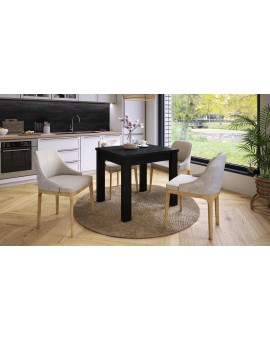 FONTE Zwart mat -KLASSIEKE KEUKEN- /WOONKAMERTAFEL 85x75 UITKLAPBAAR TOT 130 cm!