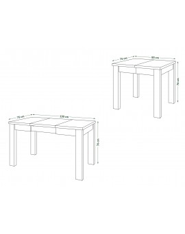 FONTE Zwart mat -KLASSIEKE KEUKEN- /WOONKAMERTAFEL 85x75 UITKLAPBAAR TOT 130 cm!