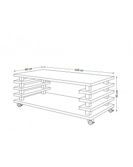 PORTO Beton Millennium - MODERNE KOFFIETAFEL MET LAMELLEN 2IN1, OP WIELEN/POTEN