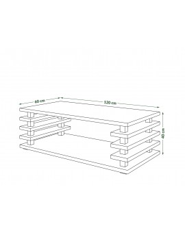 PORTO Eik Ambachtelijk Goud/Zwart Glans - MODERNE KOFFIETAFEL MET LAMELLEN 2IN1, OP WIELEN/POTEN