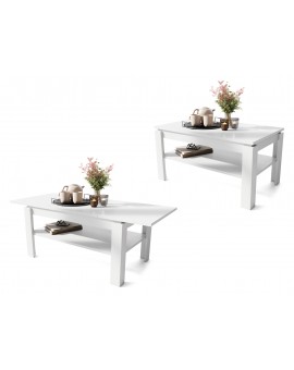 ASTI-R Wit mat - moderne salontafel met uitschuifbaar blad