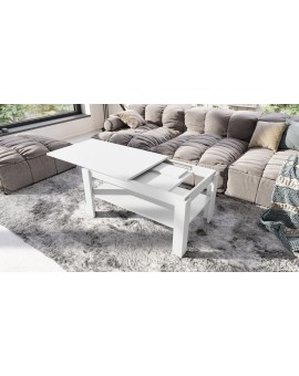 ASTI-R Wit mat - moderne salontafel met uitschuifbaar blad