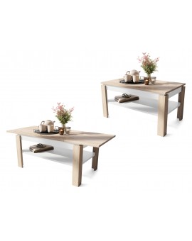 ASTI-R Sonoma eiken/wit mat - moderne salontafel met uitschuifbaar blad