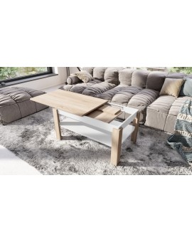 ASTI-R Sonoma eiken/wit mat - moderne salontafel met uitschuifbaar blad