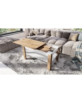 ASTI-R Wotan eiken/wit mat - moderne salontafel met uitschuifbaar blad