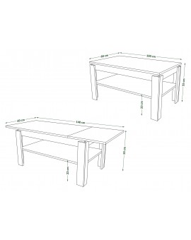 ASTI-R Wotan eiken/wit mat - moderne salontafel met uitschuifbaar blad