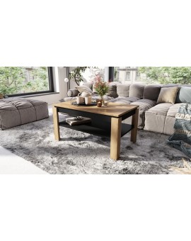 ASTI-R Eiken Craft Goud/zwart - moderne salontafel met uitschuifbaar blad
