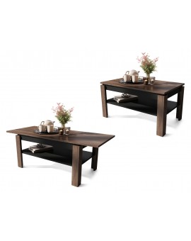 ASTI-R Eiken bruin/zwart - moderne salontafel met uitschuifbaar blad