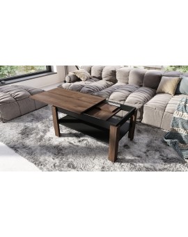 ASTI-R Eiken bruin/zwart - moderne salontafel met uitschuifbaar blad