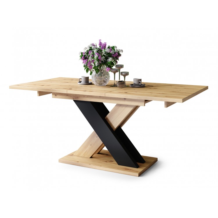 KARO Dub Artisan/Čierna Matná - MODERNÝ ROZKLADACÍ STÔL DO 180 cm!