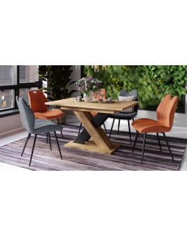 KARO Artisan eiken goud/zwart mat - MODERNE UITSCHUIFBARE TAFEL TOT 180 cm!