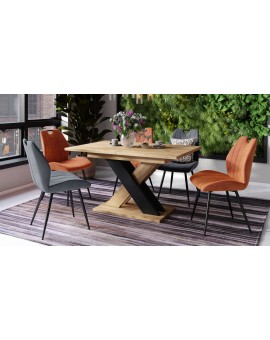 KARO Artisan eiken goud/zwart mat - MODERNE UITSCHUIFBARE TAFEL TOT 180 cm!