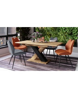 KARO Artisan eiken goud/zwart mat - MODERNE UITSCHUIFBARE TAFEL TOT 180 cm!