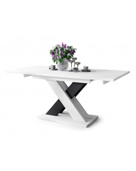 KARO Wit mat/zwart at - MODERNE UITSCHUIFBARE TAFEL TOT 180 cm!