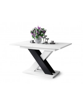 KARO Wit mat/zwart at - MODERNE UITSCHUIFBARE TAFEL TOT 180 cm!