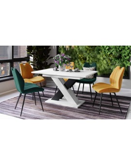 KARO Wit mat/zwart at - MODERNE UITSCHUIFBARE TAFEL TOT 180 cm!