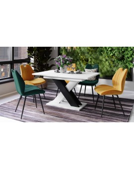 KARO Wit mat/zwart at - MODERNE UITSCHUIFBARE TAFEL TOT 180 cm!