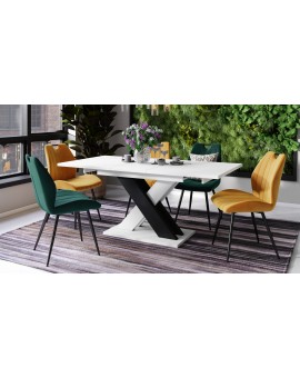 KARO Wit mat/zwart at - MODERNE UITSCHUIFBARE TAFEL TOT 180 cm!