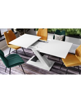 KARO Wit mat/zwart at - MODERNE UITSCHUIFBARE TAFEL TOT 180 cm!