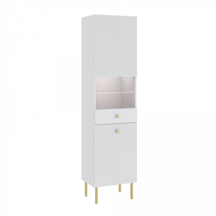 Kast VIENNA 2D Wit mat/goud - KAST MET 1 DEUR MET GERIBBELDE VOORPANELEN Kast VIENNA 2D Wit mat/goud - KAST MET 1 DEUR MET GERIBBELDE VOORPANELEN