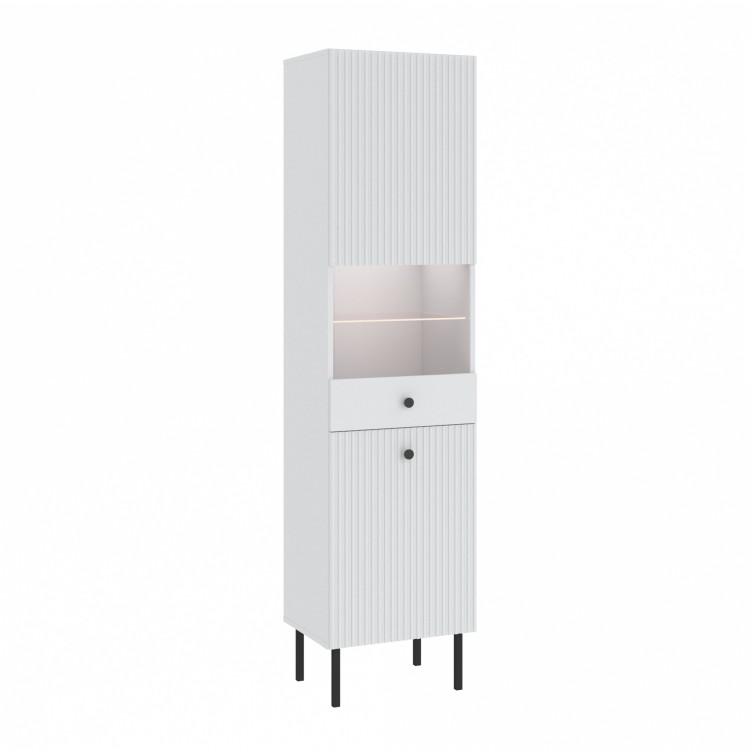 Kast VIENNA 2D Wit mat/zwart - KAST MET 1 DEUR MET GERIBBELDE VOORPANELEN Kast VIENNA 2D Wit mat/zwart - KAST MET 1 DEUR MET GERIBBELDE VOORPANELEN