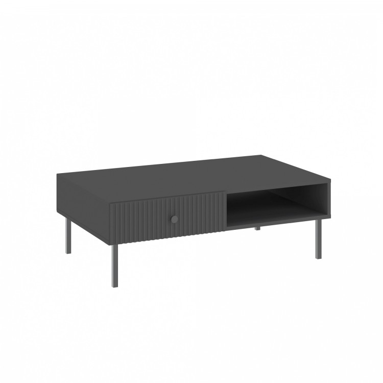 Salontafel VIENNA 2S Antraciet/zwart - TAFEL MET LADEN EN GERIBBELDE VOORPANELEN Salontafel VIENNA 2S Antraciet/zwart - TAFEL MET LADEN EN GERIBBELDE VOORPANELEN
