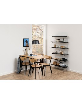 ROXY Natuurlijk eiken/onderstel zwart - OPKLAPBARE TAFEL VOOR KEUKEN/EETKAMER RETRO