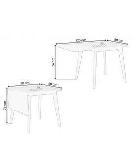 ROXY Zwart - OPKLAPBARE TAFEL VOOR KEUKEN/EETKAMER RETRO