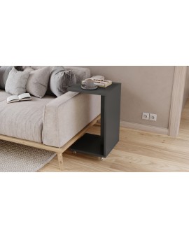 HUGO Antraciet (Donkergrijs) - BIJZETTAFEL 2in1 OP WIELEN/POTEN - MOBIELE BIJZETTAFEL VOOR WOONKAMER/SLAAPKAMER/KINDERKAMER