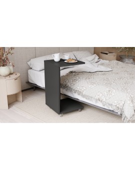HUGO Antraciet (Donkergrijs) - BIJZETTAFEL 2in1 OP WIELEN/POTEN - MOBIELE BIJZETTAFEL VOOR WOONKAMER/SLAAPKAMER/KINDERKAMER