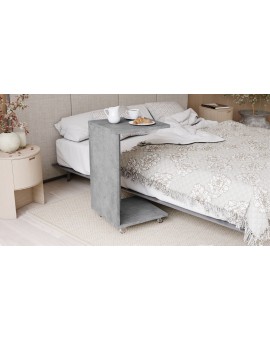 HUGO Millenium Beton - BIJZETTAFEL 2in1 OP WIELEN/POTEN - MOBIELE BIJZETTAFEL VOOR WOONKAMER/SLAAPKAMER/KINDERKAMER