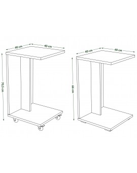HUGO Millenium Beton - BIJZETTAFEL 2in1 OP WIELEN/POTEN - MOBIELE BIJZETTAFEL VOOR WOONKAMER/SLAAPKAMER/KINDERKAMER